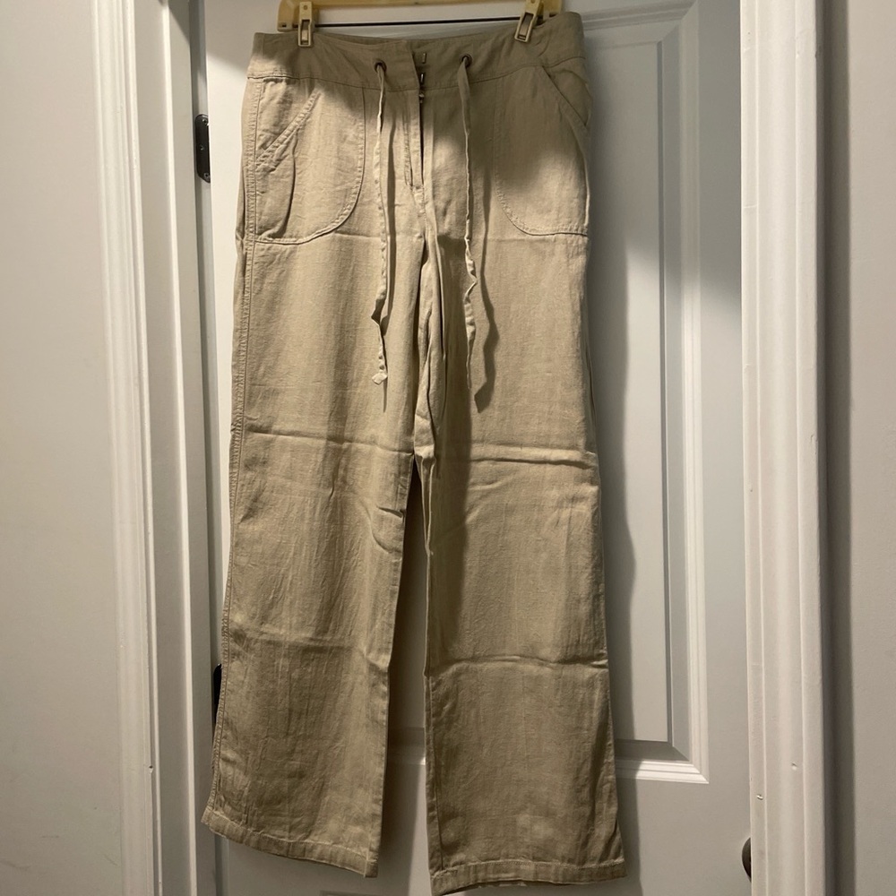 New Directions Women’s Pants Size12 Beige Straight Leg  Baggy RelaxedFit Travel